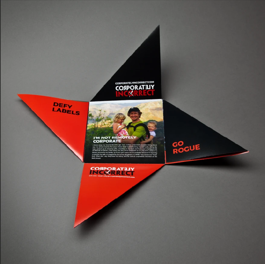 Shuriken Fold origami leave-behind for Brand Identity · Executive Dinner
