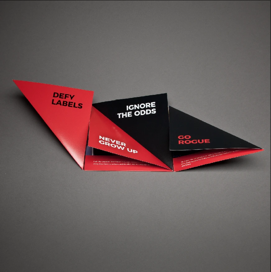 Linear Fan Fold origami leave-behind for Agency · Recruitment Campaign